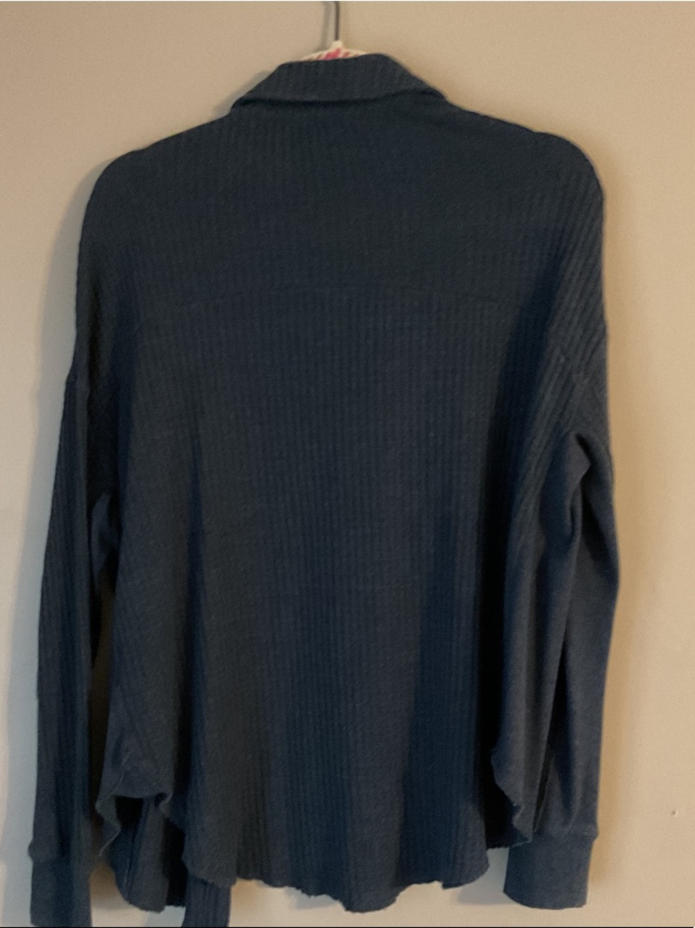 Button-Front Ribbed Shirt Jacket in navy - Picture 3 of 3